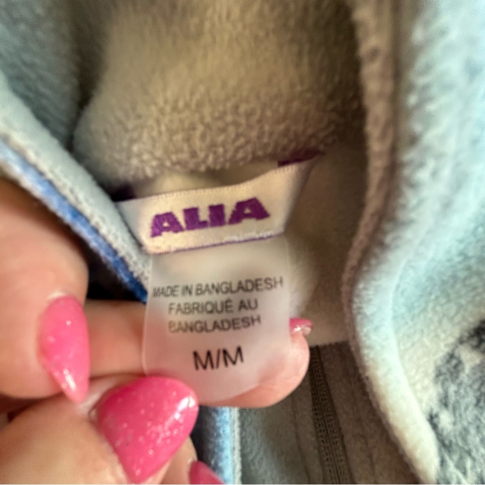 Alia blue white gray fleece full zip jacket Size M - Picture 4 of 6